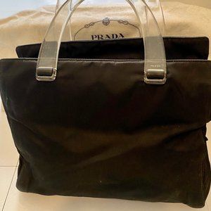 Prada Bag Purse Black w/Lucite handles Tessuto 1990's Vintage
